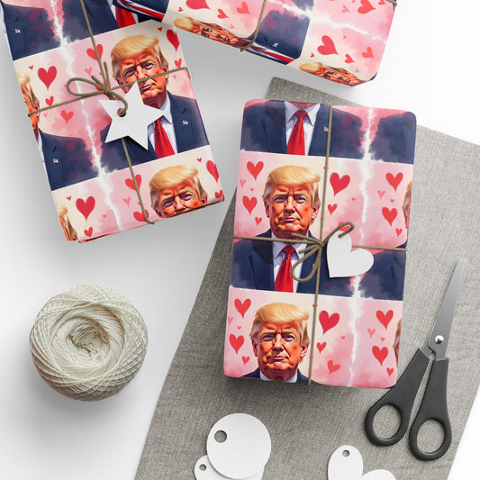 Love Trump Valentine's Day with Hearts Drawing Style HD Print Present Gift Wrapping Papers