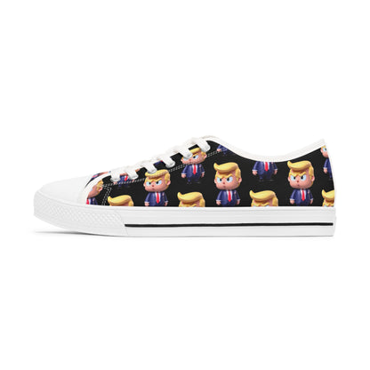 Little Trump Allover-Print schwarze Damen-Low-Top-Sneaker-Schuhe