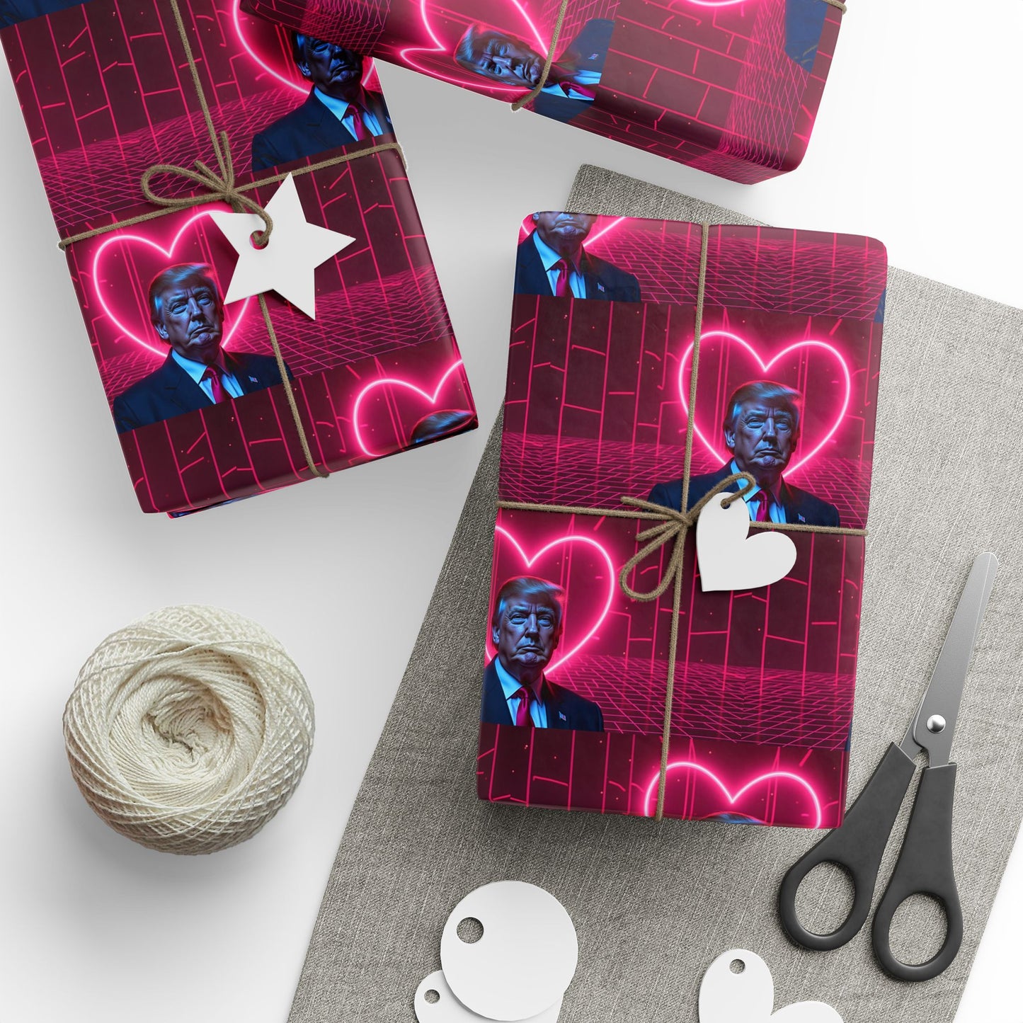 Valentine's Day Trump with Hearts Retro Style HD Print Present Gift Love Wrapping Papers