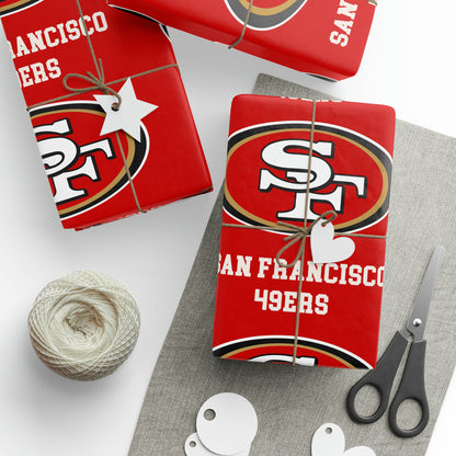 San Francisco 49ers Red NFL Football Geburtstagsgeschenkpapier Urlaub