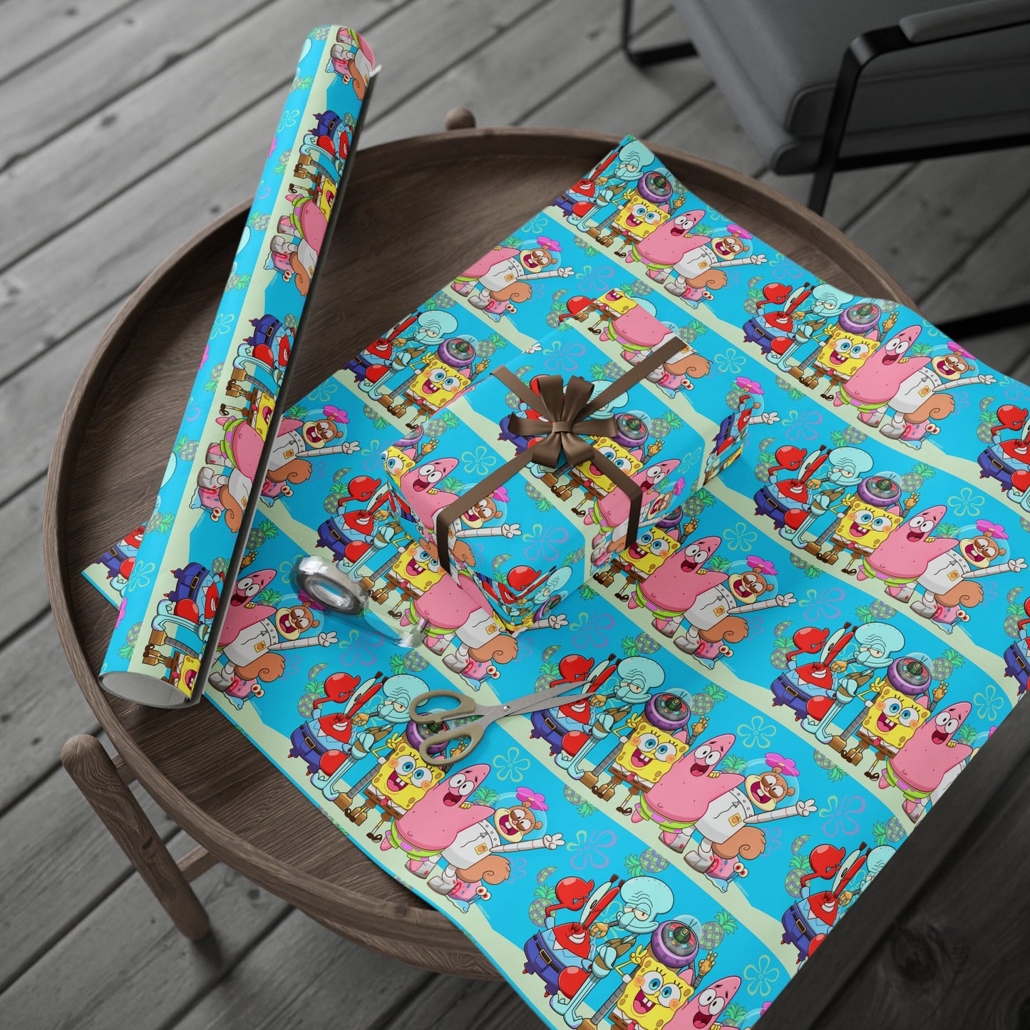 SpongeBob SquarePants Main Characters Birthday High Def Gift Wrapping Paper