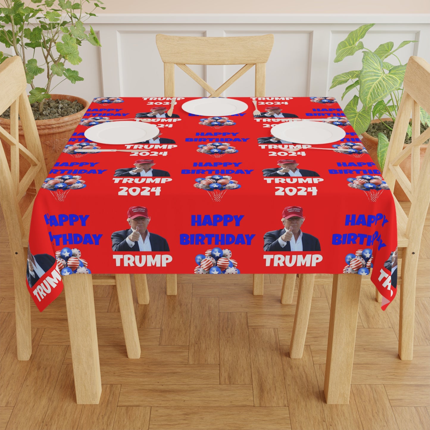 Alles Gute zum Geburtstag Trump 2024 Red Celebration Stofftischdecke