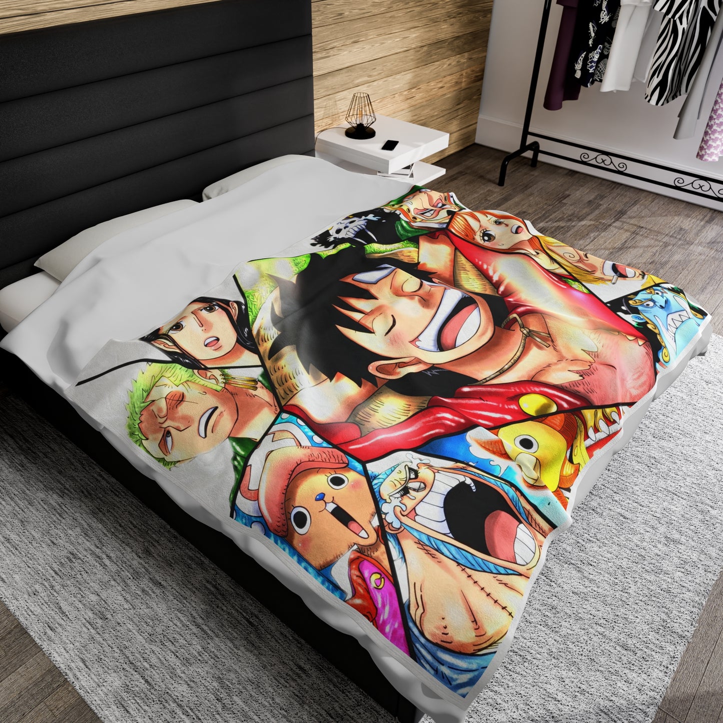 One Piece Anime Cartoon Monkey Zoro Velveteen Plush Blanket