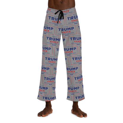 Trump Take America Back Grey Drawstring Polyester Made in U.S.A. Men's Pajama Pants (AOP)