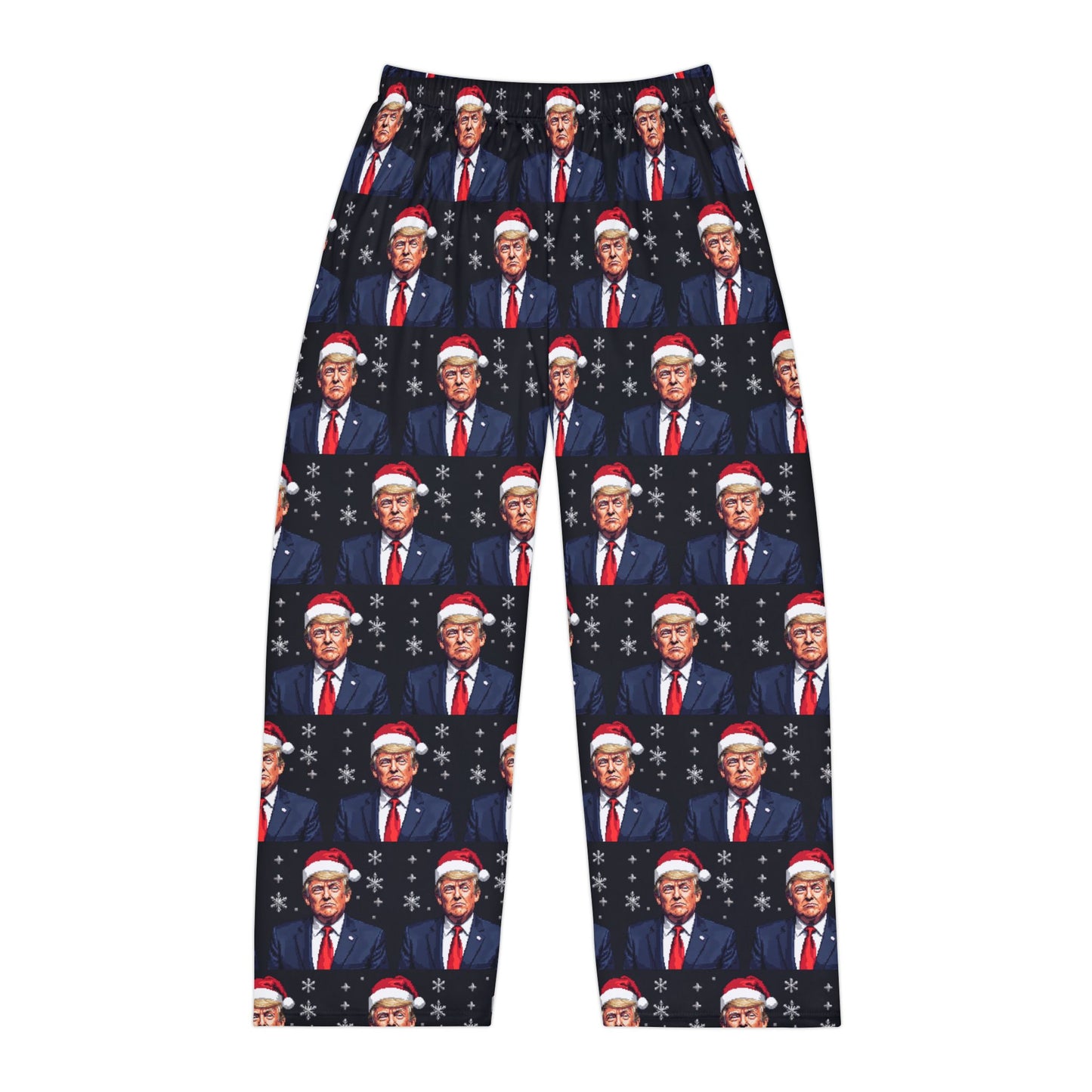 Trump Santa Pixel Style Christmas Men's Polyester Lounge Comfy Pajama Pants