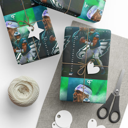 Jalen Hurts Eagles NFL Football Birthday Graduation Gift Wrapping Paper Holiday