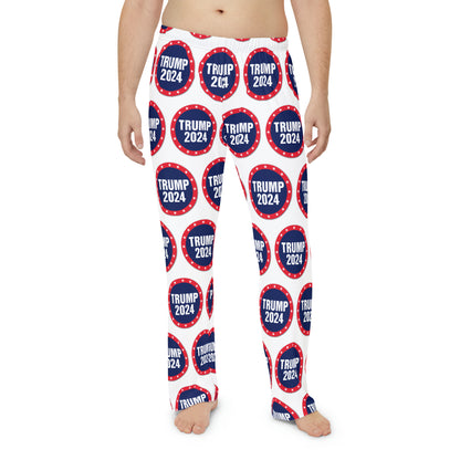 Bequeme Lounge-Pyjamahose aus Polyester mit Trump 2024 Circle Logo für Herren