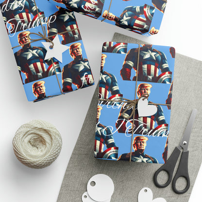 Happy Birthday From Captain Donald J Trump Gift Wrapping Paper (light blue)