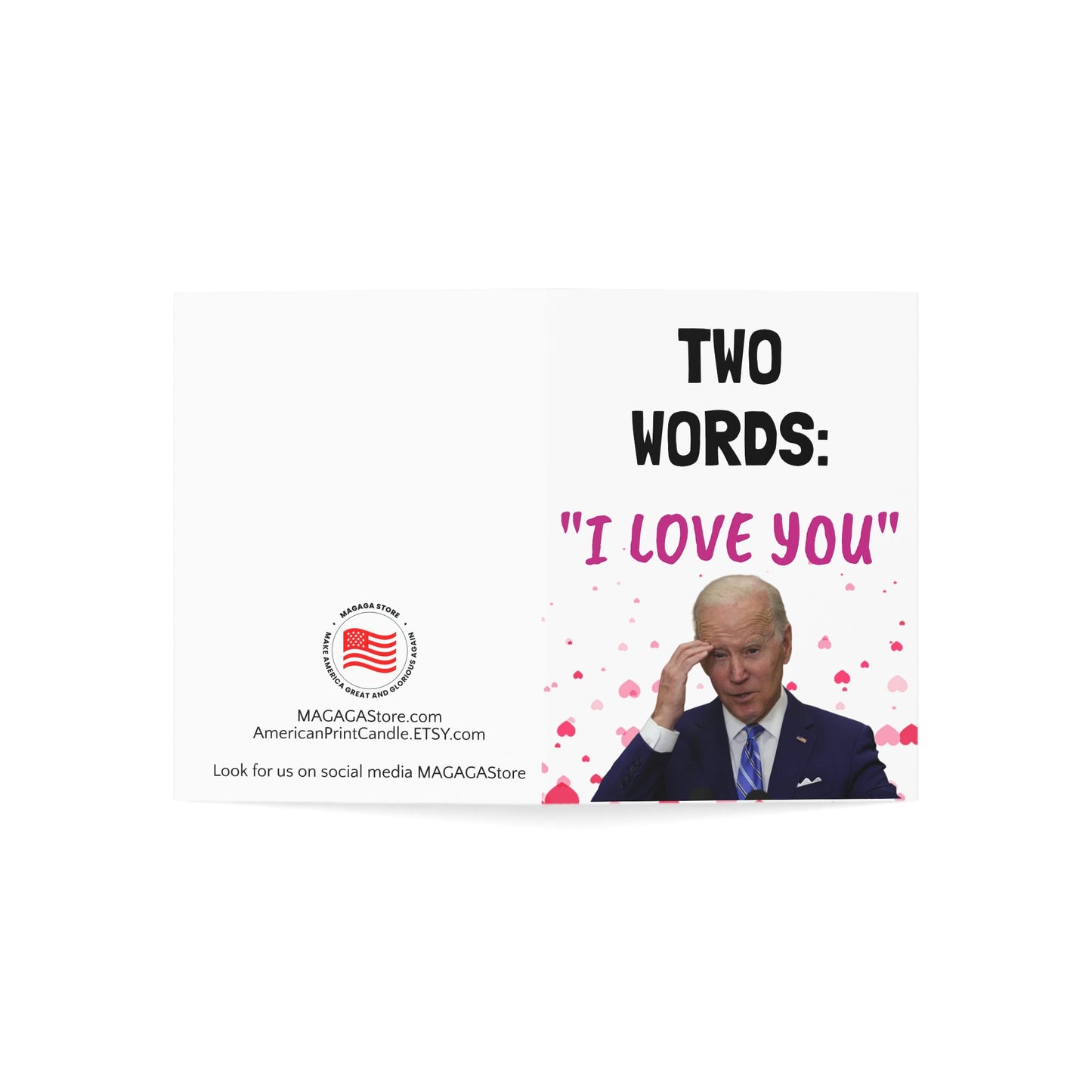 Two Words I Love you Funny Biden Valentine's Day Card