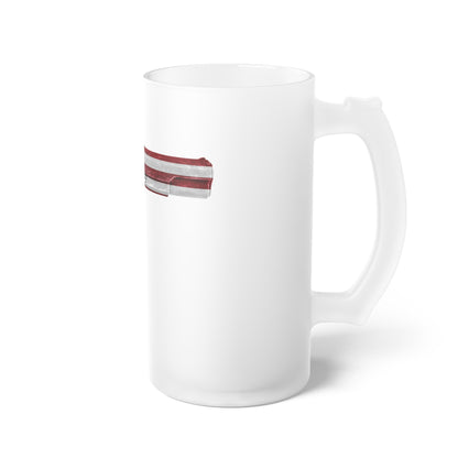 American Flag Pistol 2A Frosted Glass Beer Pint 16oz Mug