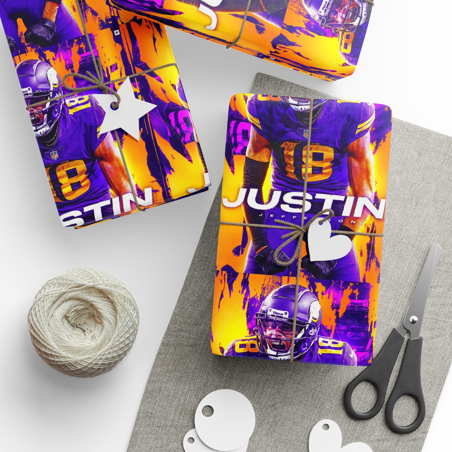 Justin Jefferson Vikings NFL Football Birthday Graduation Gift Wrapping Paper Holiday