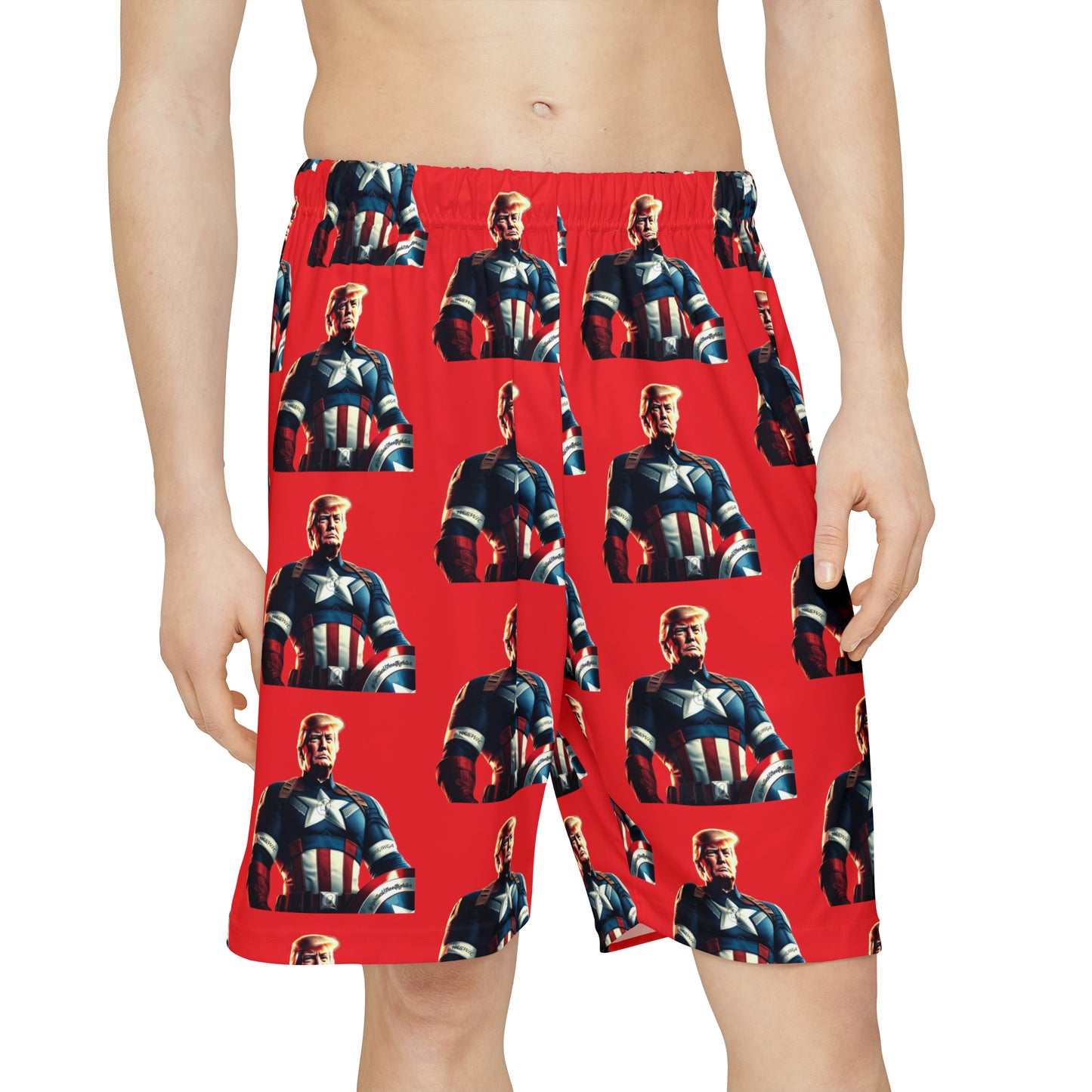 Captain Trump Hero Red All over Print Men’s Sports Athletic Shorts