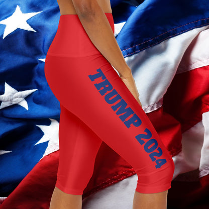 Trump 2024 Red and Blue Women’s Spandex Yoga Triangle gusset Athletic Capri Leggings