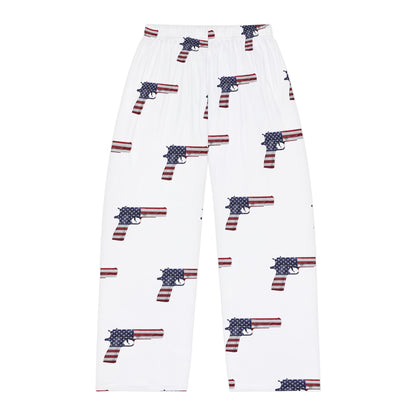 American Flag Pistol Herren-Pyjamahose aus Polyester, bequem