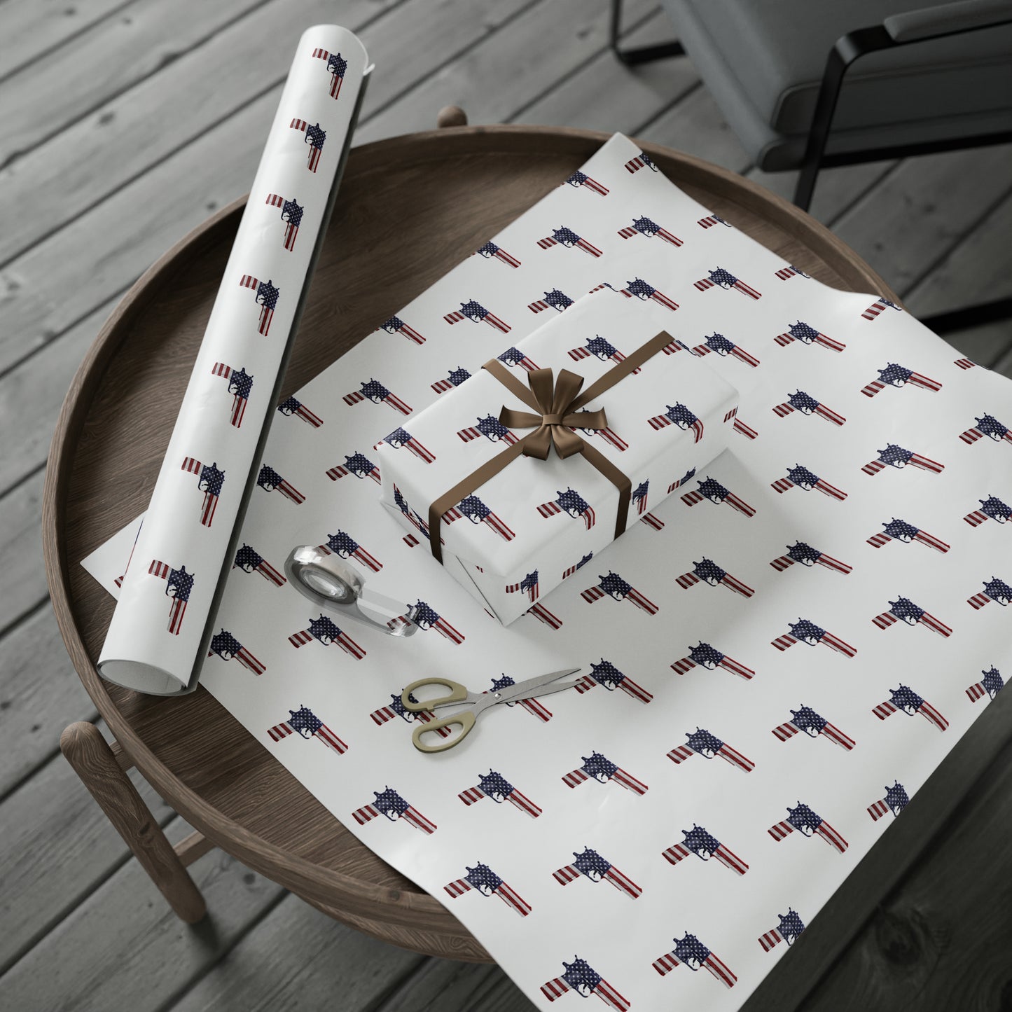 American Flag Gun 2A Christmas Wrapping Paper
