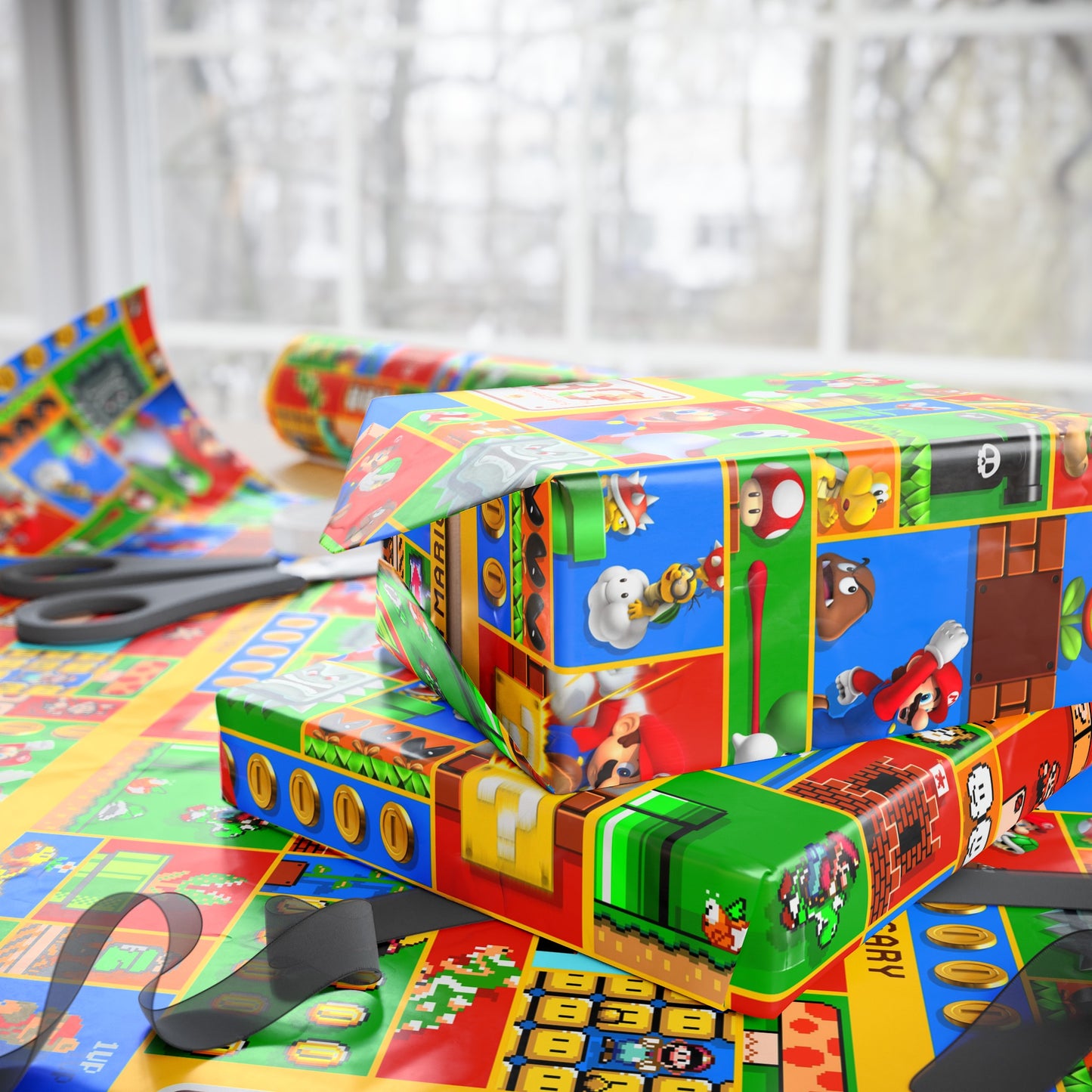 Mario Bros Super Luigi Game Cartoon Birthday Gift Wrapping Papers