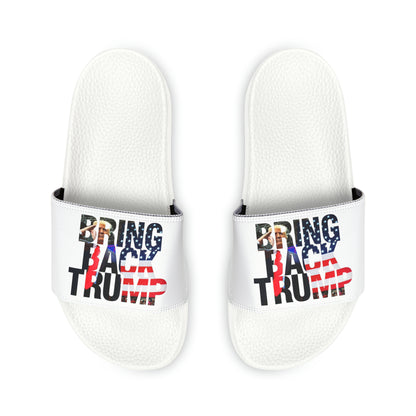 Men's Bring Back Trump White Comfy PU Slide Sandals