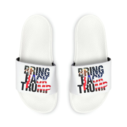 Men's Bring Back Trump White Comfy PU Slide Sandals