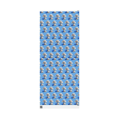 Poodle with ball Puppy Blue Birthday Gift Present Holiday Wrapping Paper