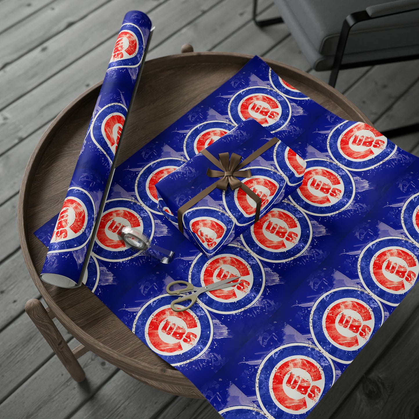 Chicago Cubs Ice look Blue Baseball MLB Birthday Gift Wrapping Paper Holiday