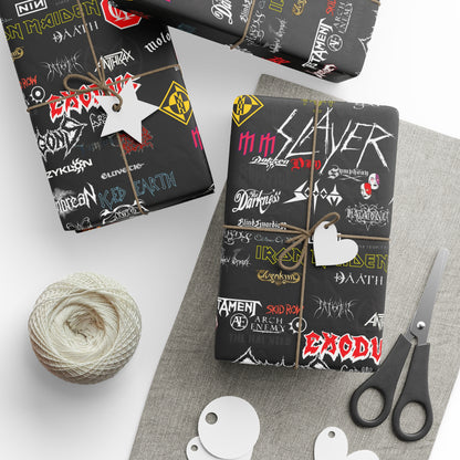 Heavy Metal Bands collage Slayer NIN Megadeath holiday present Birthday Gift Wrapping Papers