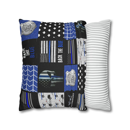 Back the Blue Police Oath and Pattern 2-sided Throw Pillow Case
