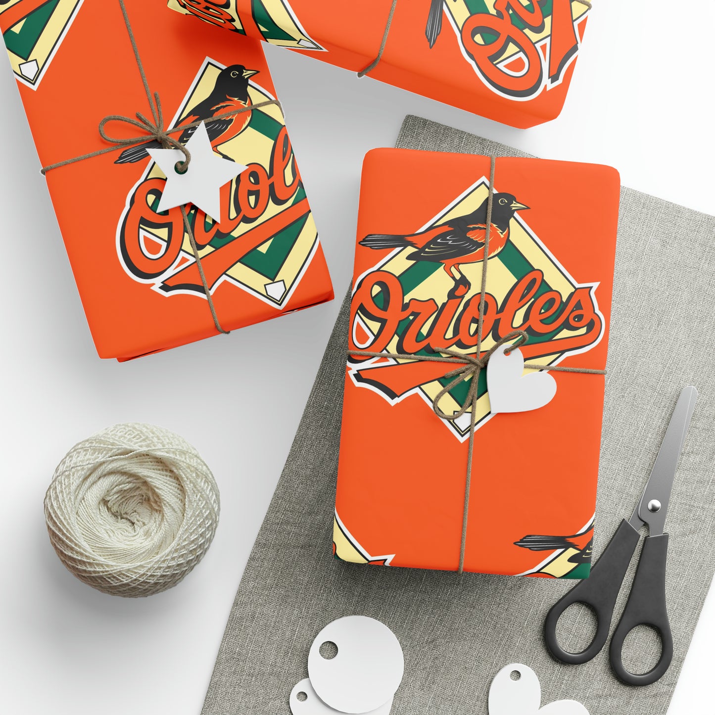 Baltimore Orioles orange Baseball MLB Birthday Gift Wrapping Paper Holiday