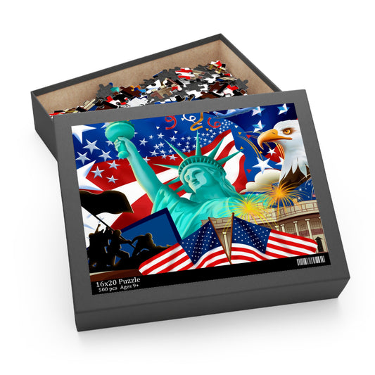 God Bless America Freedom  (252 or 500 Piece) High Quality Thick Puzzle Game