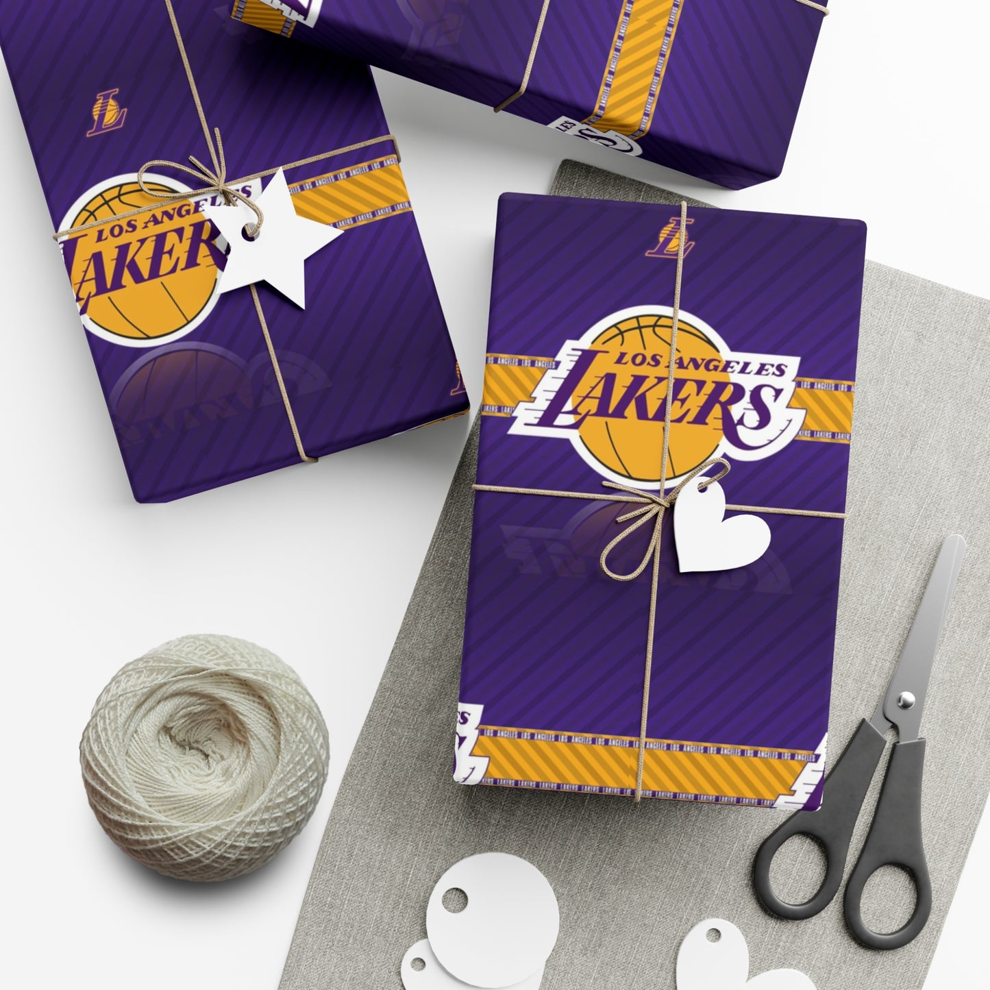 Geschenkpapier zum Geburtstag der Los Angeles Lakers, Fußball, Basketball, Urlaub