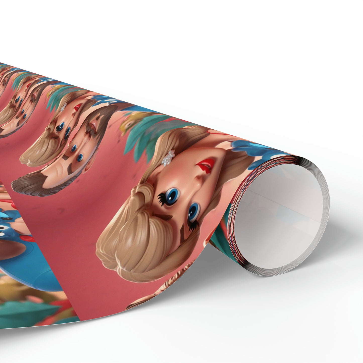 Cartoon Travis Kelce and Taylor Swift Football Birthday Gift Wrapping Papers