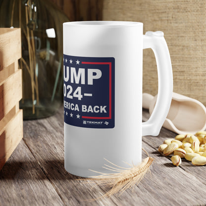 Trump 2024 Take America Back Frosted Glass Beer Pint 16oz Mug MAGA