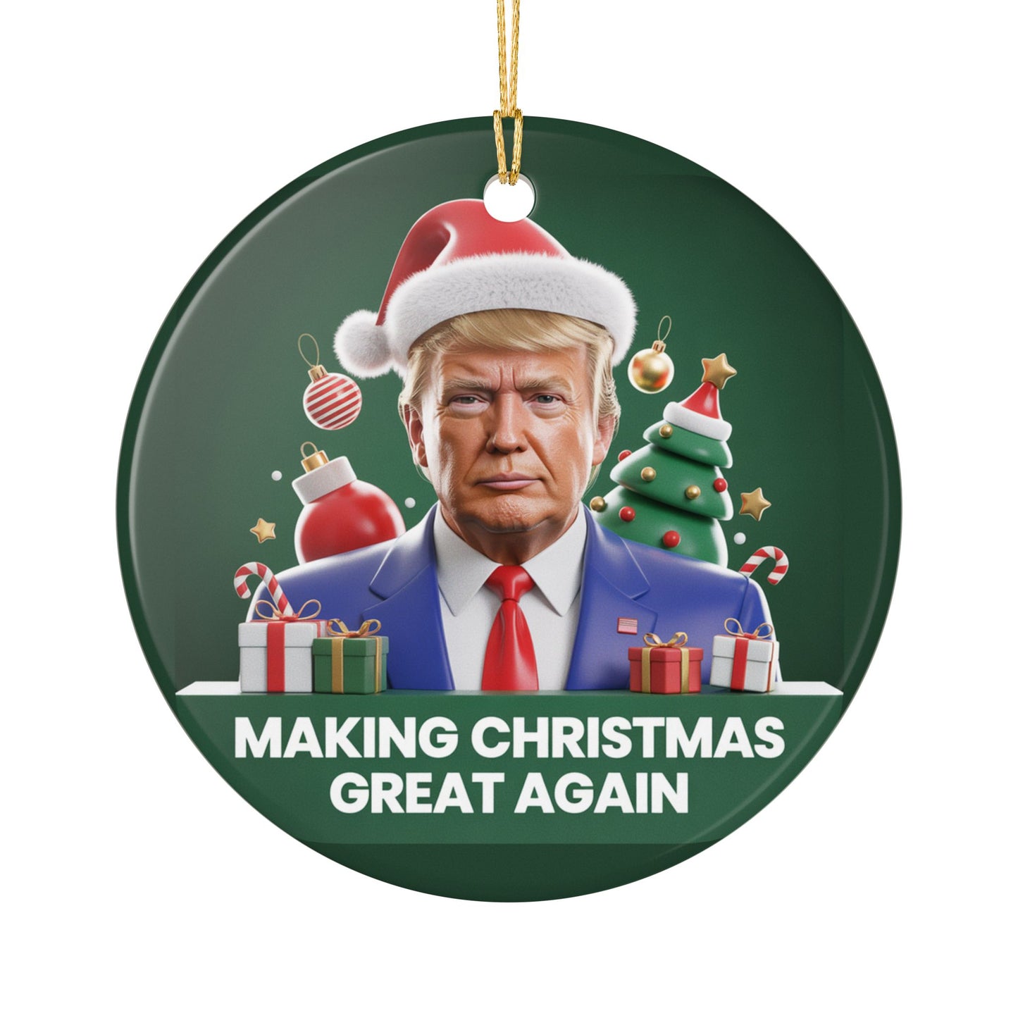 Making Christmas Great again Ceramic Ornament