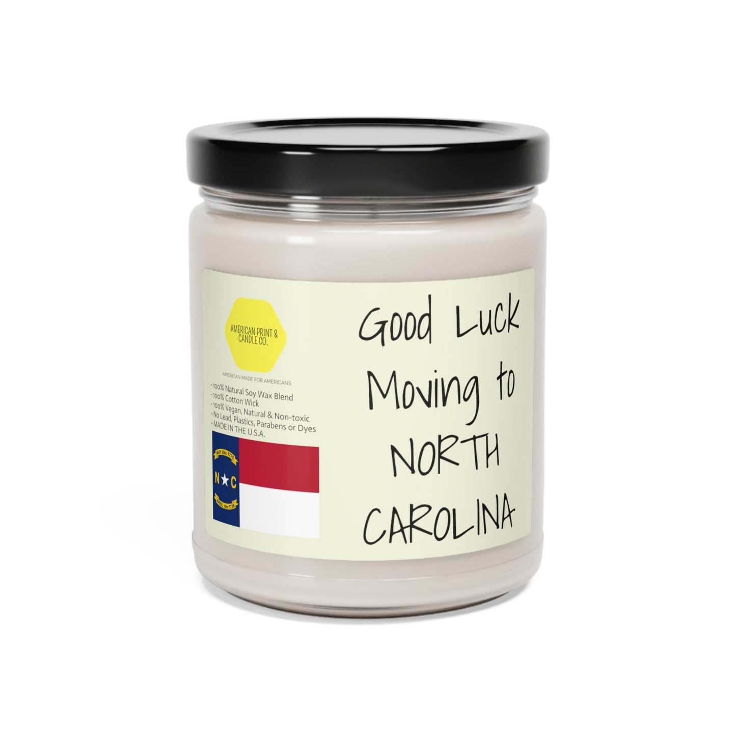 Good Luck moving to North Carolina scented Soy Candle, 9oz