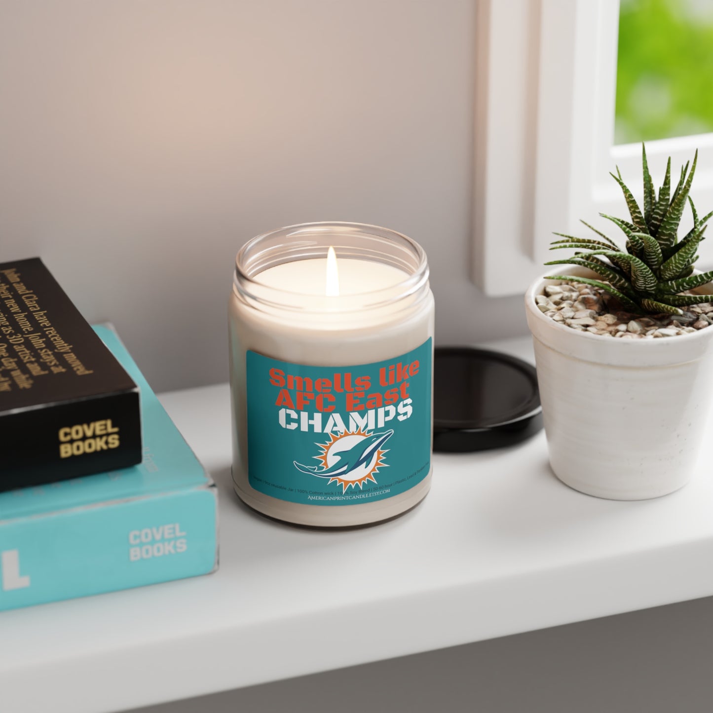 Smells like AFC East CHAMPS Miami Dolphins Scented Soy Candle 9oz