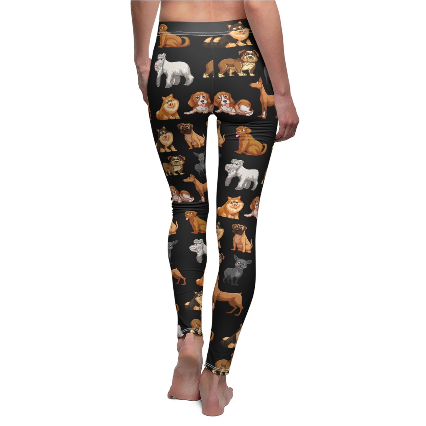 Cute Puppies Poodle Beagle Bulldog Cartoon Cute Comfort Fit Women's Casual Leggings