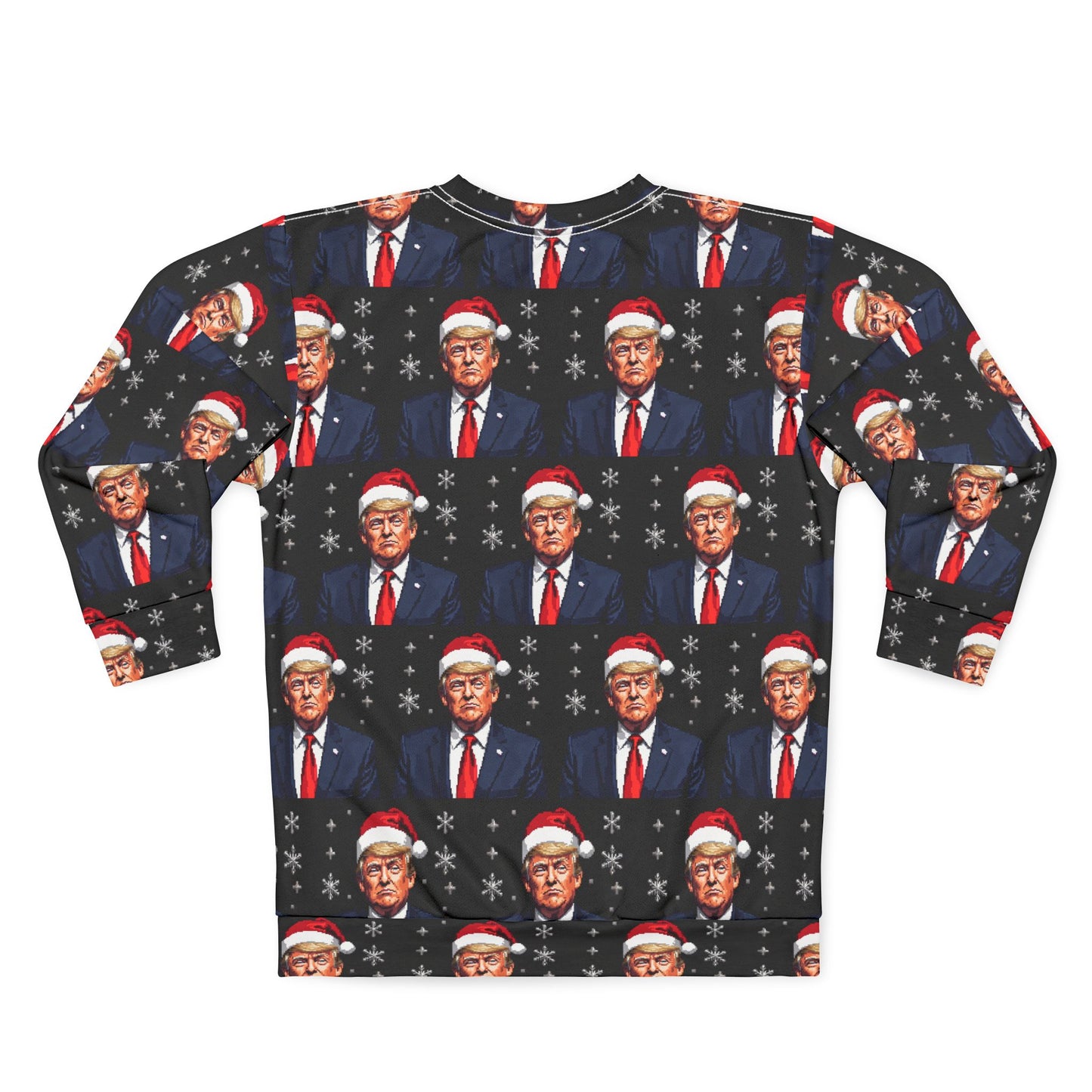 Trump Santa Pixel NOT ugly sweater party Made in U.S.A. Unisex Sweatshirt (AOP)