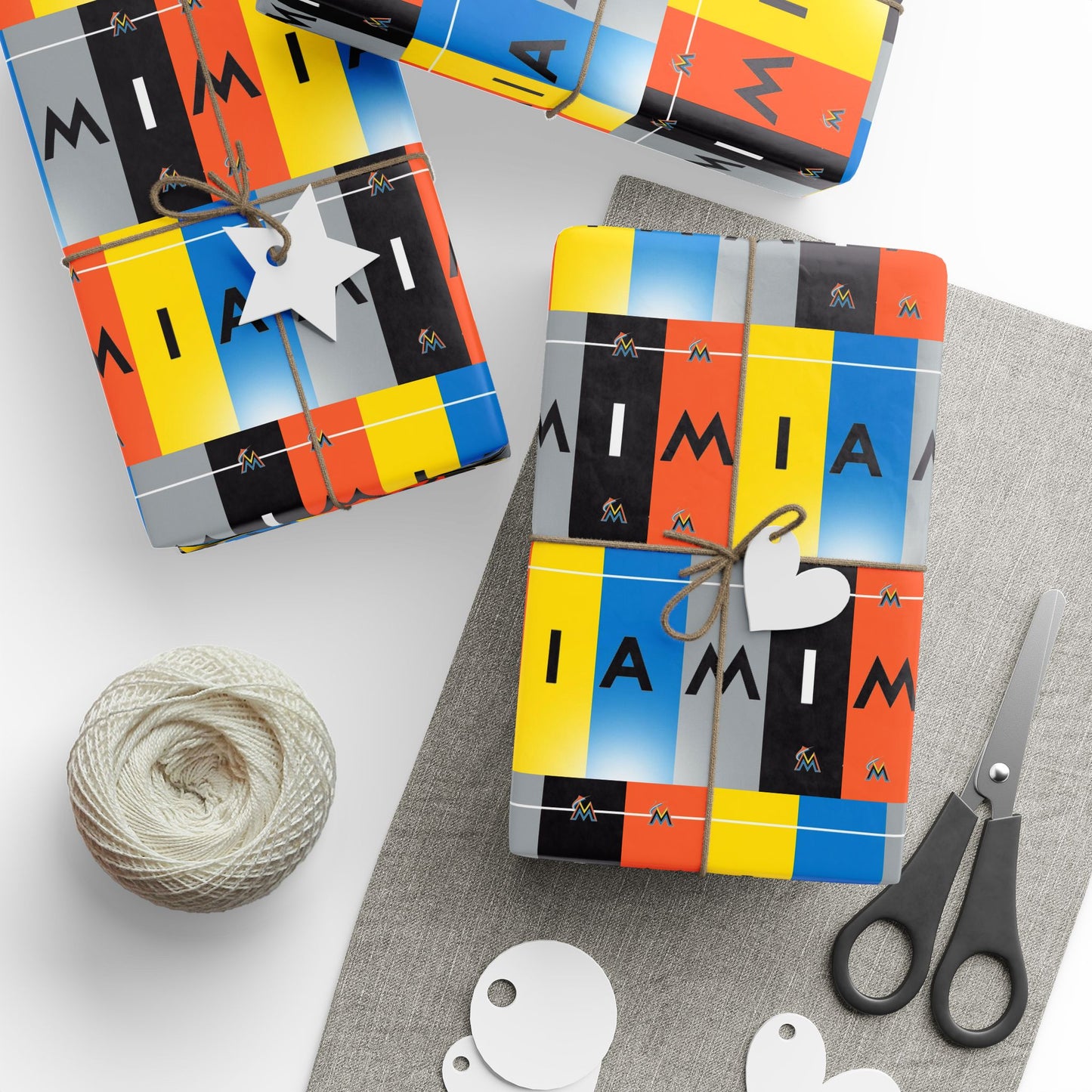Miami Marlins Baseball MLB Birthday Graduation Holiday Gift Wrapping Paper