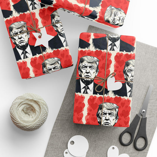 Trump Valentine's Day with Hearts Drawing Style HD Print Present Gift Love Wrapping Papers