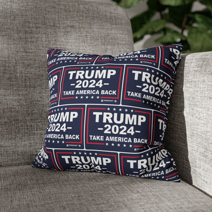 Trump 2024 Take America Back Blue Throw Pillow Case