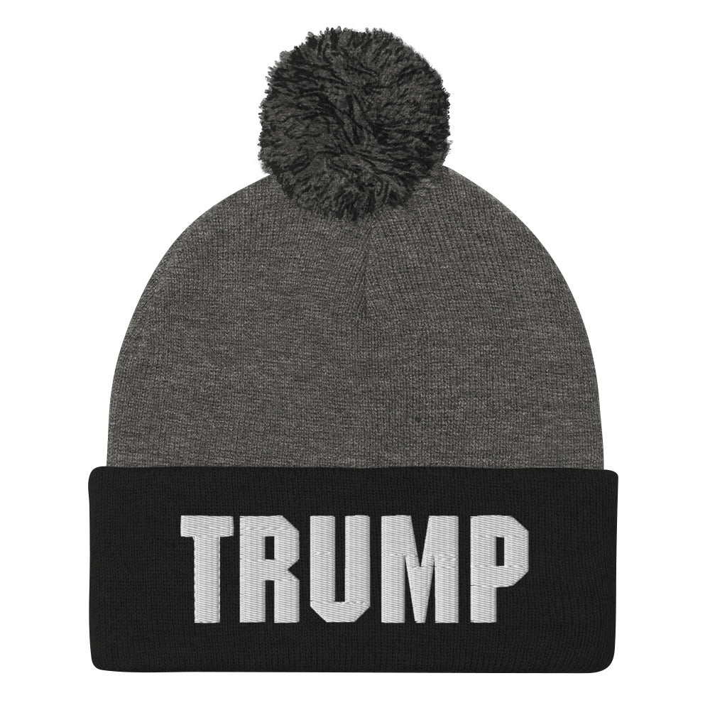 Trump MAGA Rally Embroidered Warm Pom-Pom Beanie Hat