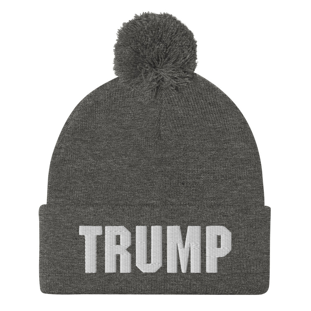 Trump MAGA Rally Embroidered Warm Pom-Pom Beanie Hat