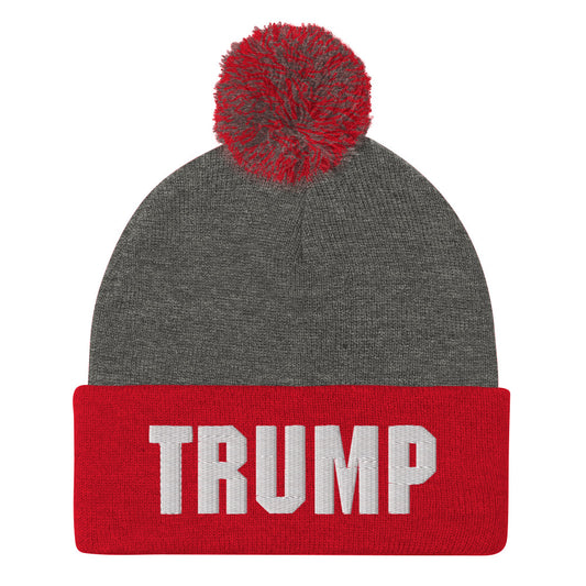 Trump MAGA Rally Embroidered Warm Pom-Pom Beanie Hat