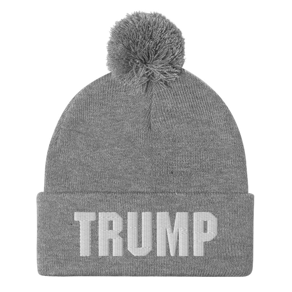 Trump MAGA Rally Embroidered Warm Pom-Pom Beanie Hat