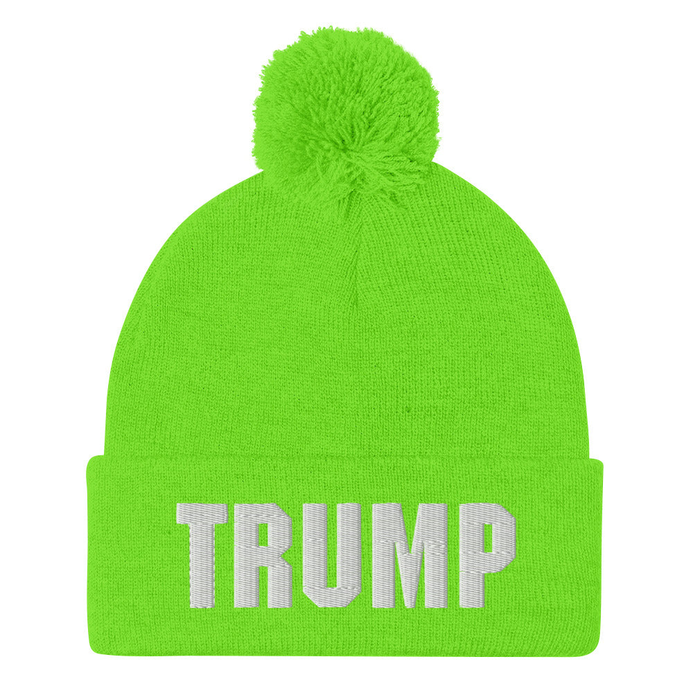 Trump MAGA Rally Embroidered Warm Pom-Pom Beanie Hat