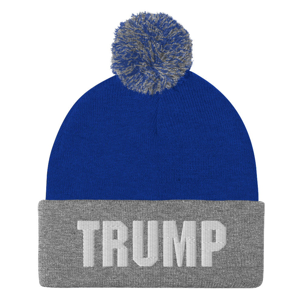 Trump MAGA Rally Embroidered Warm Pom-Pom Beanie Hat