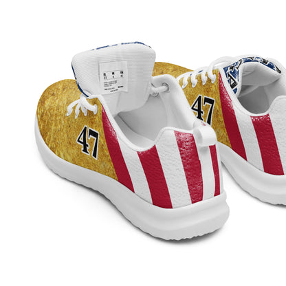 MAGA gold 47 Trump American Flag Women’s athletic sneaker shoes