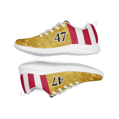MAGA gold 47 Trump American Flag Women’s athletic sneaker shoes